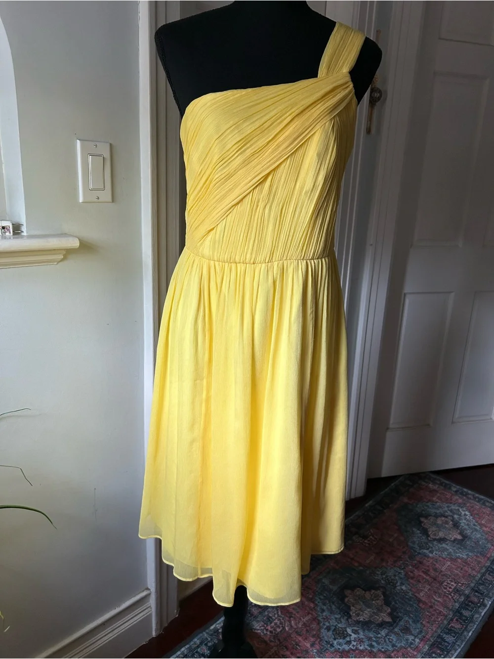 J. Crew One-Shoulder Yellow  Midi Dress